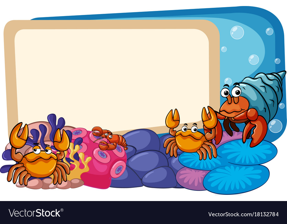 Border template with sea animals underwater