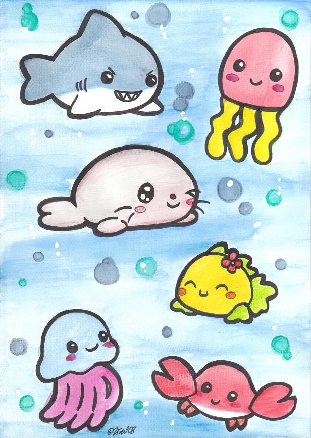 Kawaii sea creatures.