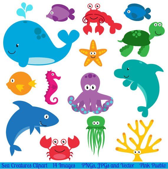 Sea Animal Clipart, Sea Animal Clip Art, Sea Creatures, Fish