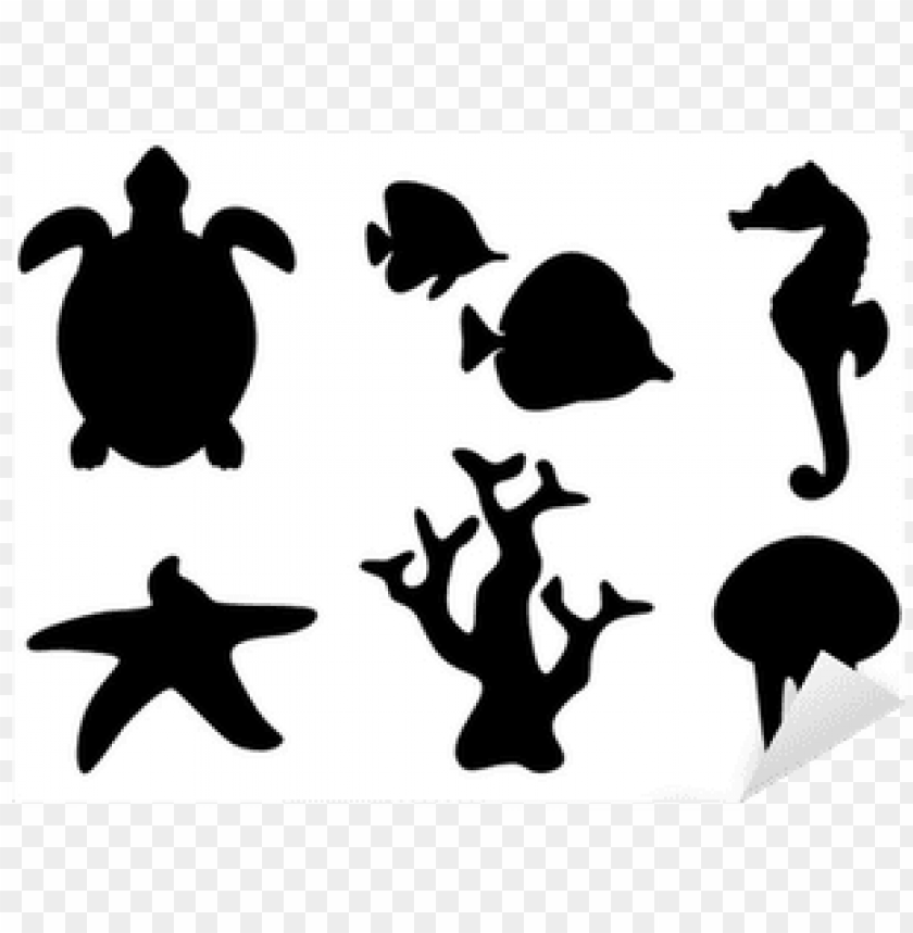 Ocean animal silhouette clipart free PNG image with