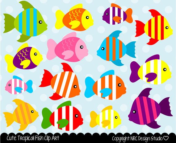 Sea Creatures Clip Art Cute Tropical Fish Clip by