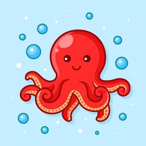Cute Octopus Vector Illustration