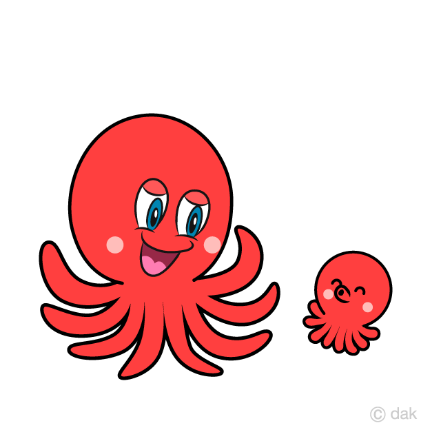 Octopus Parent and Child Clipart Free Picture