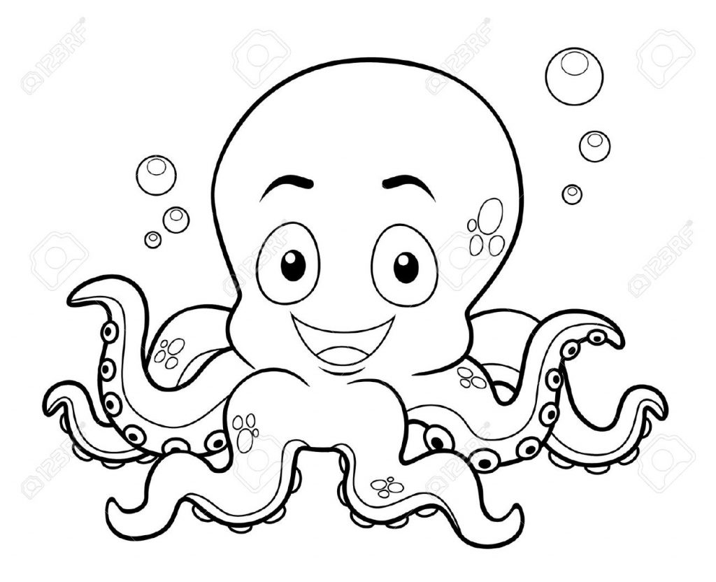 Octopus clipart black and white