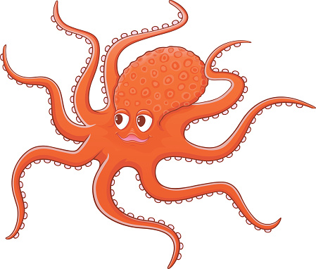 Octopus clipart orange.