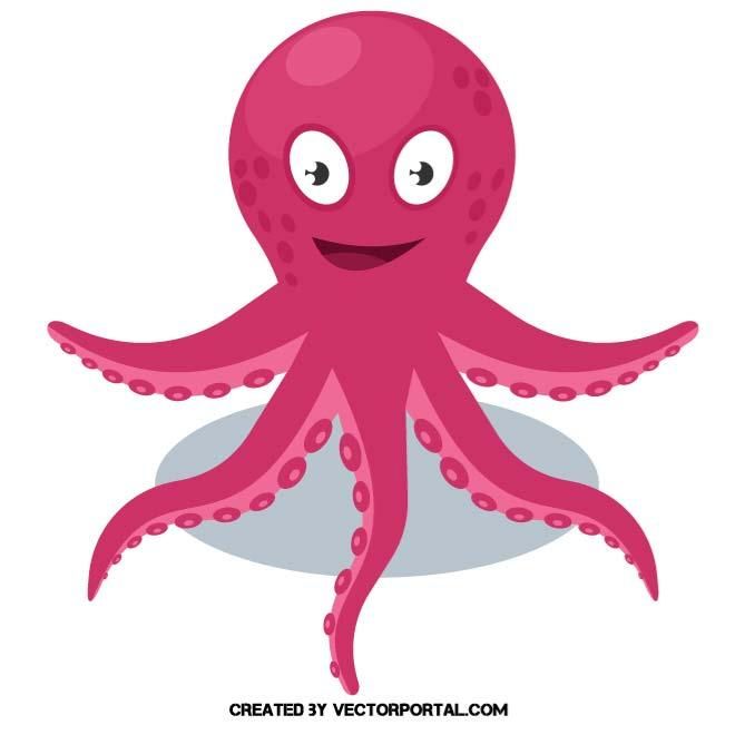 Pink octopus vector clip art