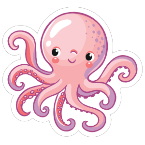 Smiling Pink Octopus Sticker