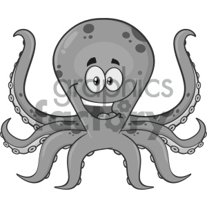 Royalty Free RF Clipart Illustration Gray Octopus Cartoon Mascot Character  Vector Illustration Isolated On White Background clipart