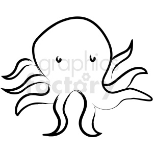 Cartoon octopus drawing vector icon clipart
