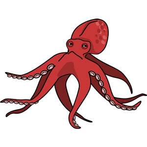 Pink cartoon octopus.