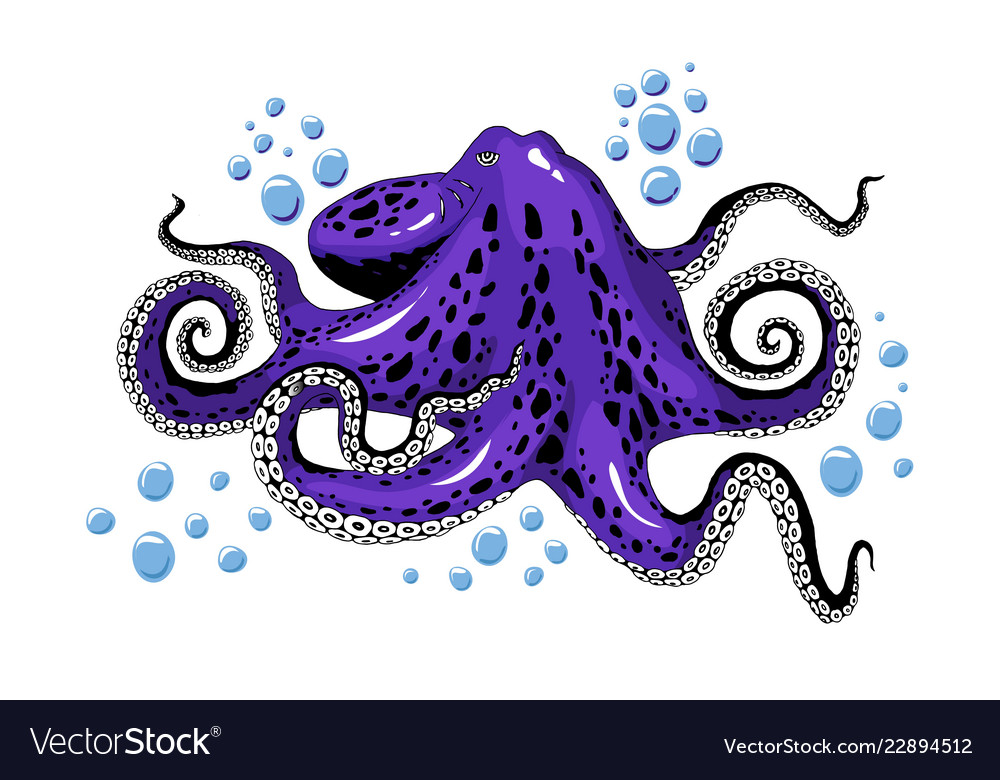 Cartoon violet purple octopus clip