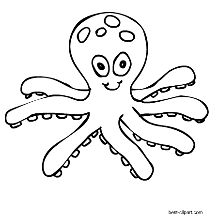 Octopus black and white clipart clipart images gallery for