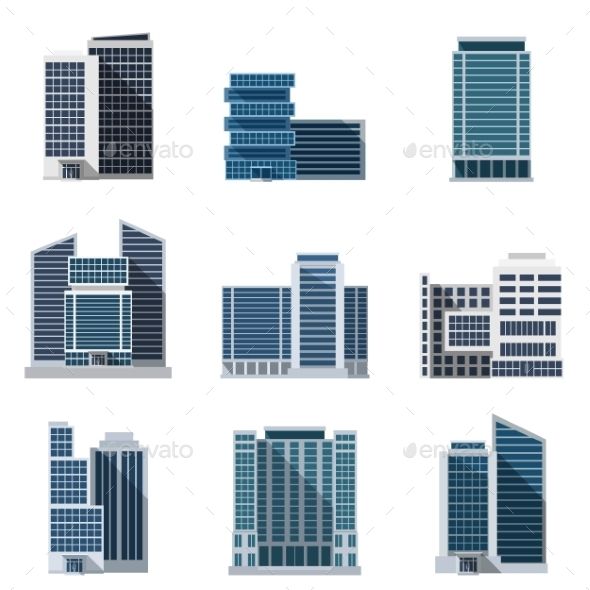 office building clipart flat