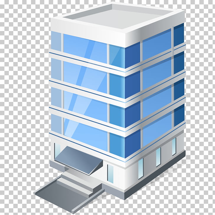 Office Building , blue and white building illustration PNG