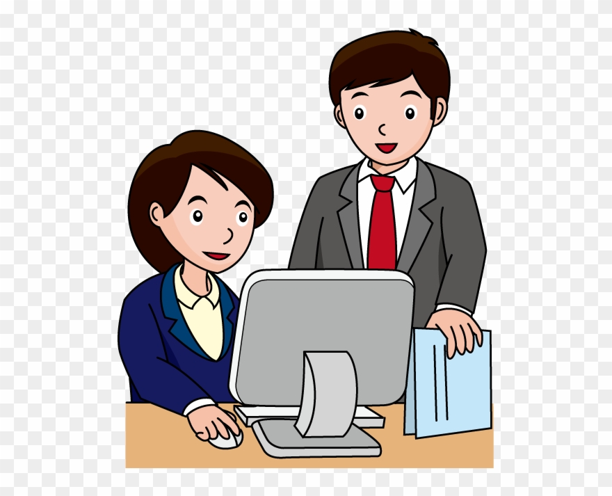 Computer At Office Clipart