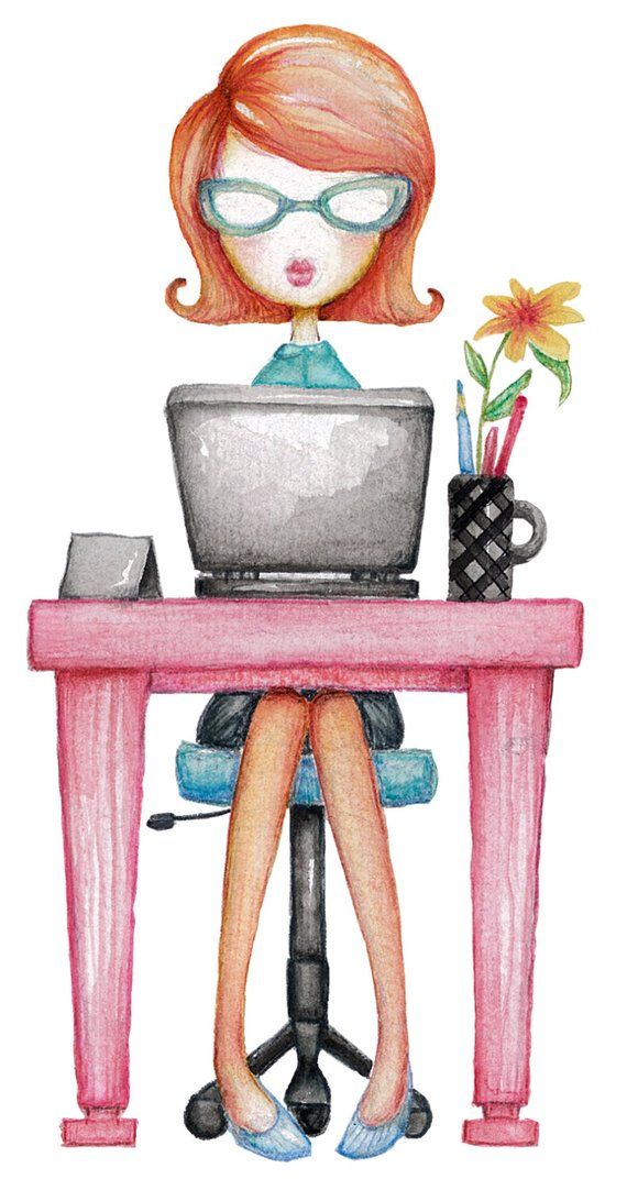 Office girl clipart hand painted Printable clip art planner