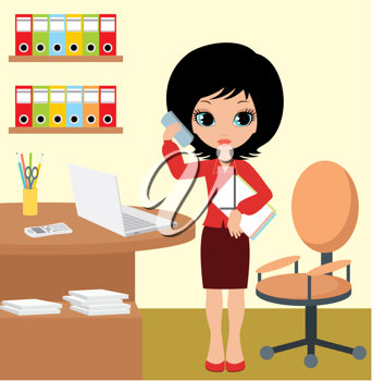 Royalty Free Clipart Image of a Woman in an Office With a