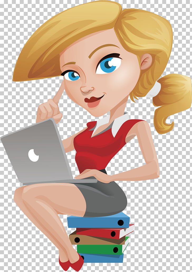 Laptop woman illustration.