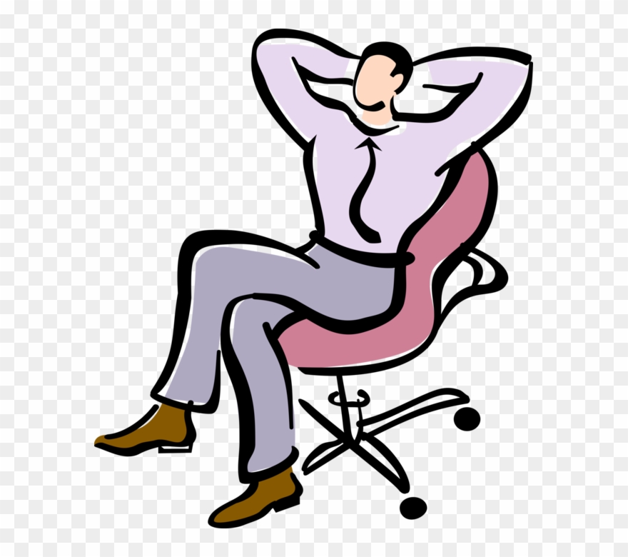 Vector Illustration Of Businessman Relaxing In Office