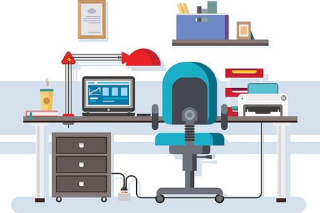 Office workplace flat design Clipart Image