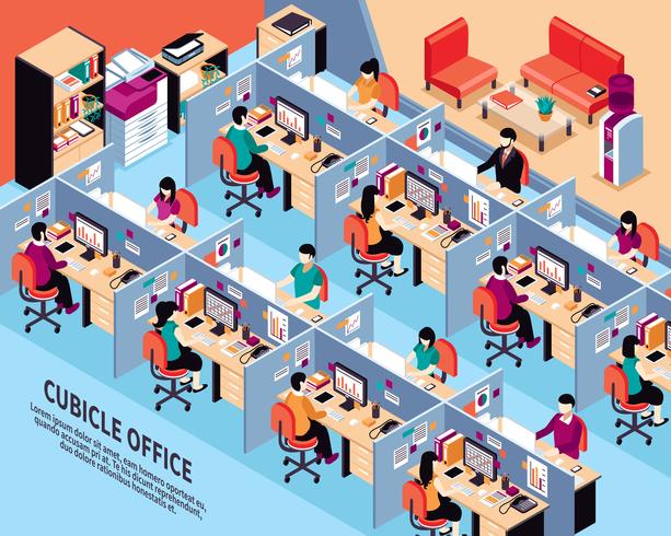 Office workplace isometric.