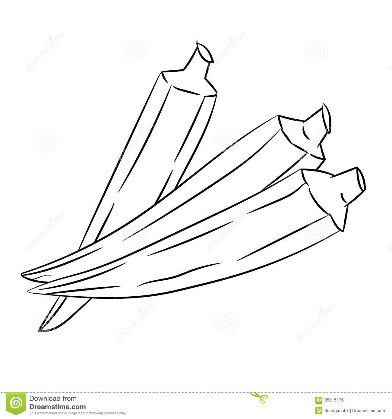 Okra clipart black and white