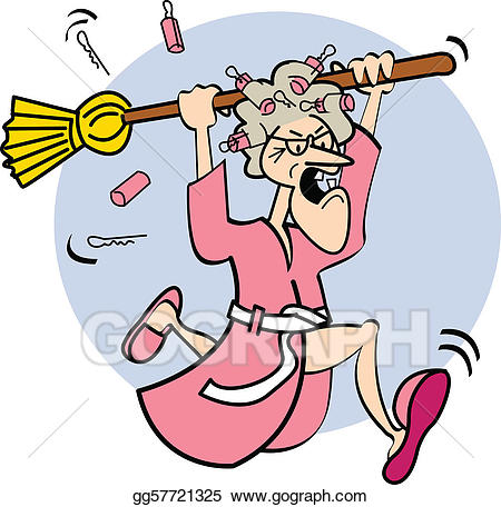 old lady clipart mad