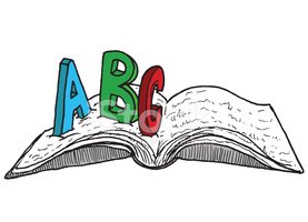 Open Book With Abc, Hand Drawn stock vectors