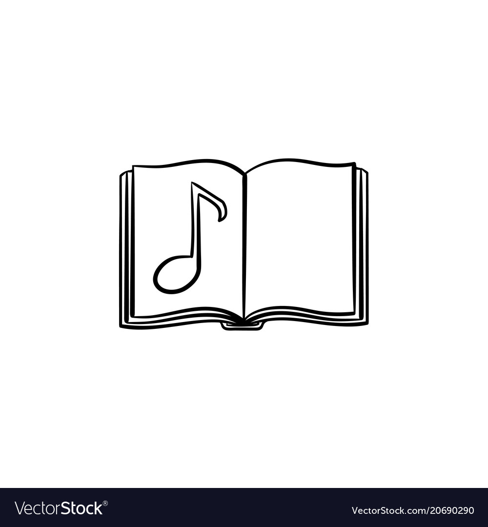 Music book with note hand drawn sketch icon