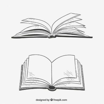 Opened books in hand drawn style
