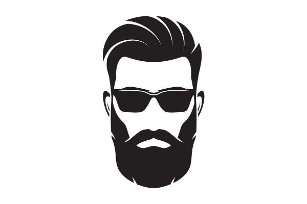 Bearded men face, hipster character