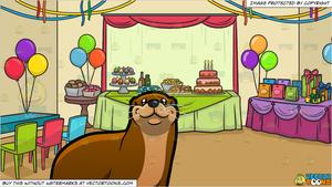 An Otter and A Birthday Party Background