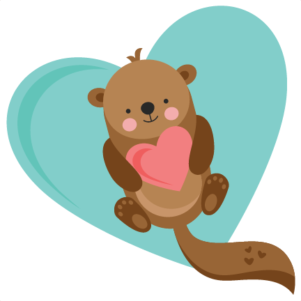Heart Otter Valentine svg cuts scrapbook cut file cute