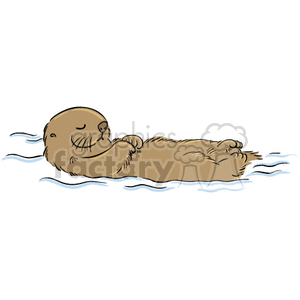 Otter floating in the water clipart
