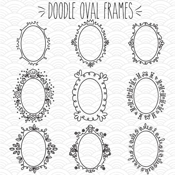 9 Oval Frames Clip Art Bundle