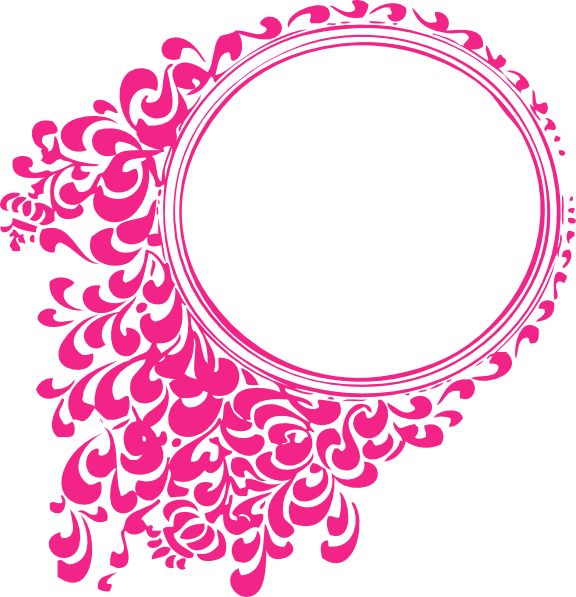 Pink oval frame.