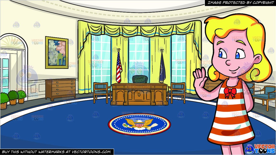 A Pretty Middle School Girl and The Oval Office Background