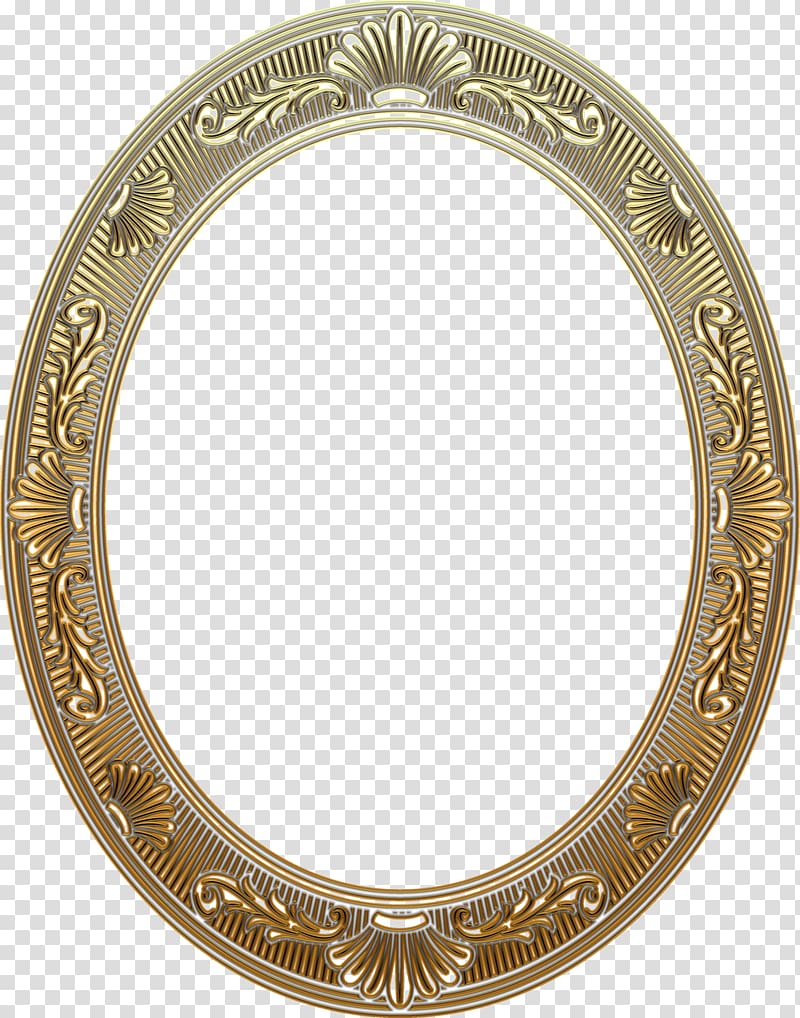 Oval yellow mirror.