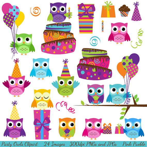 Party owls clipart.