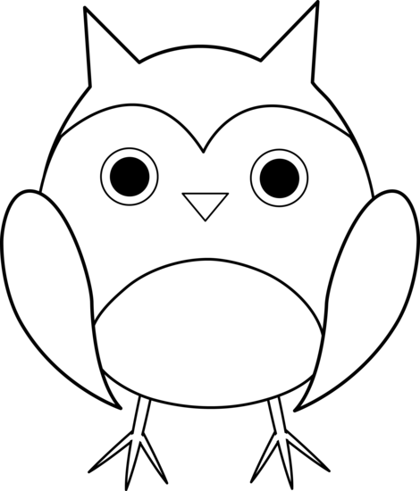 Cute Owl Clipart black and white