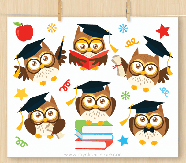 Graduation owls clipart.