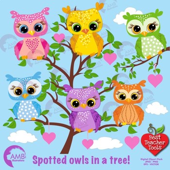 Owl clipart spotted.