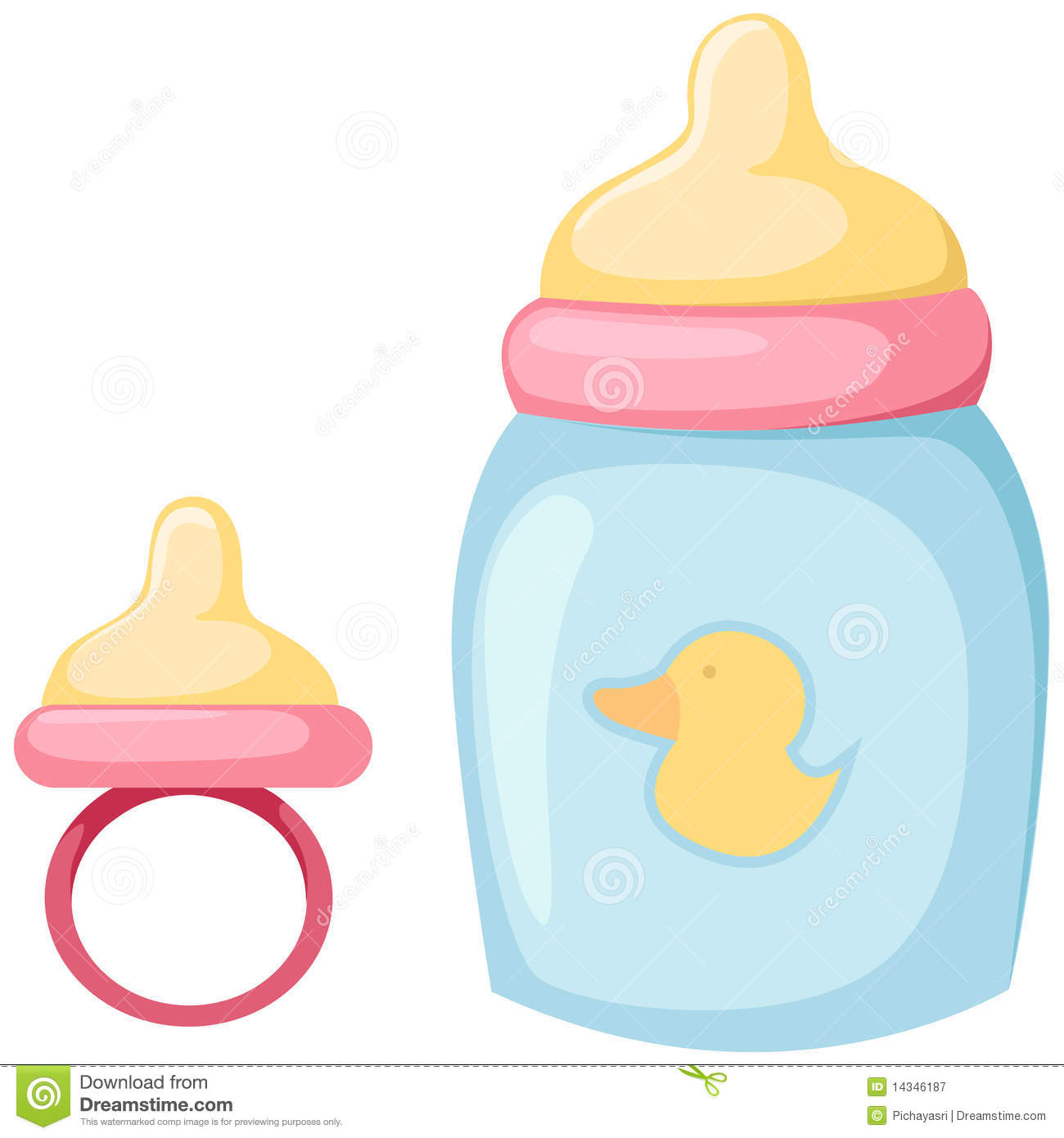 Baby bottle and pacifier clipart