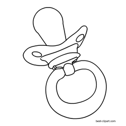Black and white pacifier clipart free