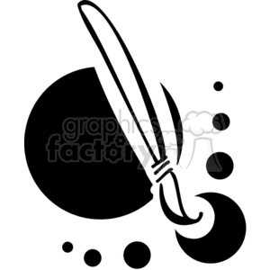Black and white outline of a paintbrush clipart