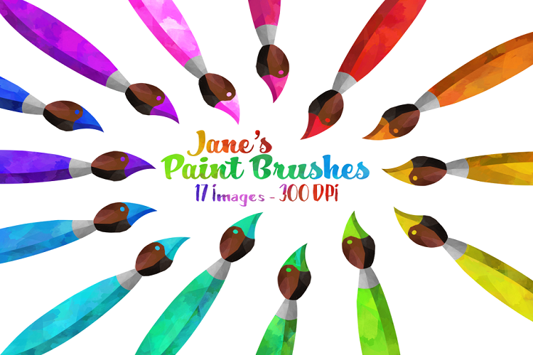 Watercolor paintbrushes clipart.