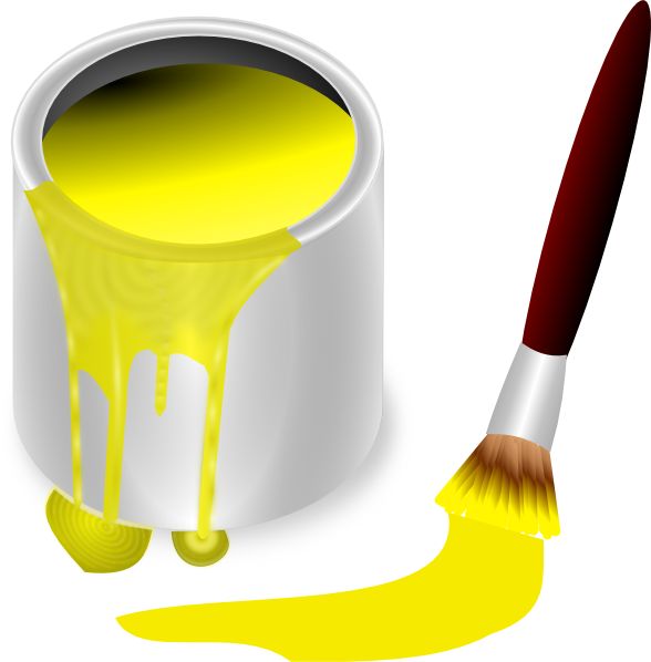 Paintbrush yellow paint yellow paint with paint brush clip