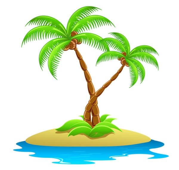 Island with palm trees clipart
