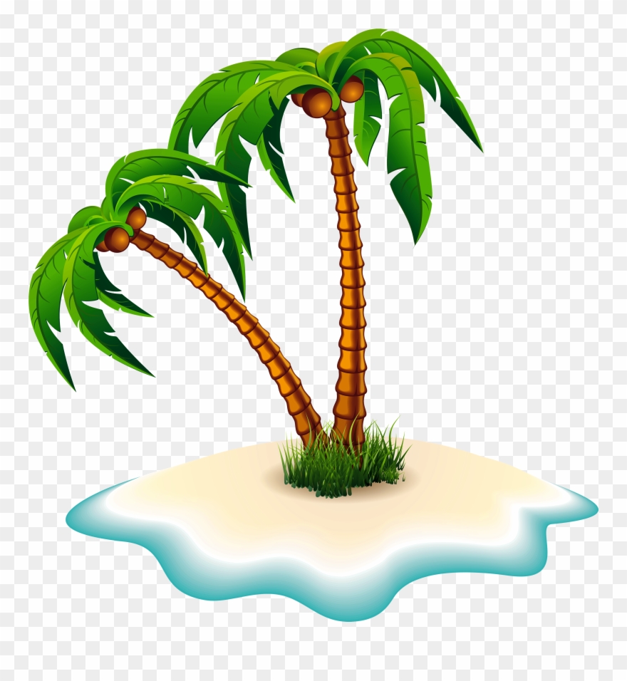 Palm Trees And Island Clipart Image