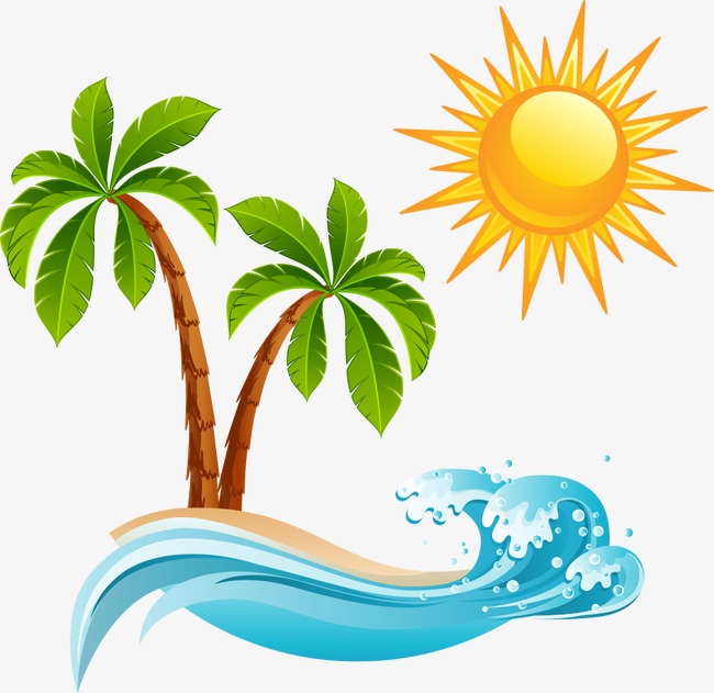 Palm tree and sun clipart